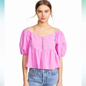 Free People Pink Veronica Sweetheart Top Size M